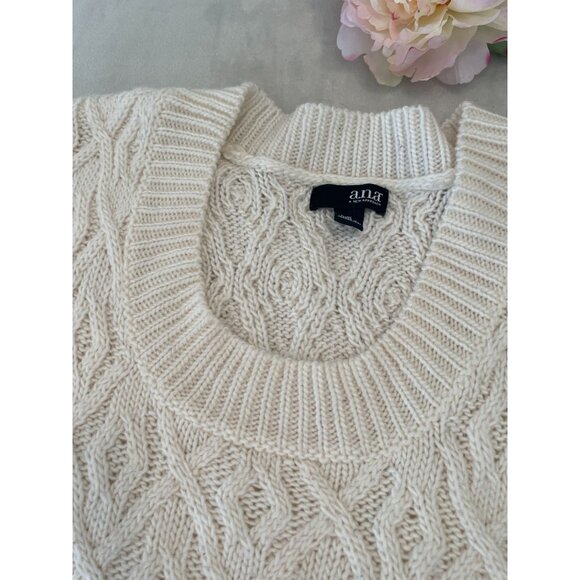 Ana Ivory Cable Knit Sweater M Classiccore Light Academia Tweecore Preppy - Picture 10 of 11